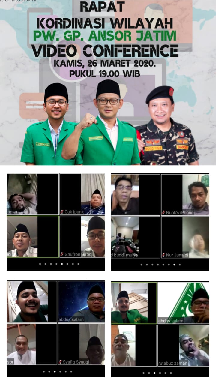 Ditengah Covid-19 PW GP Ansor Jatim Rakorwil Melalui Video Conference
